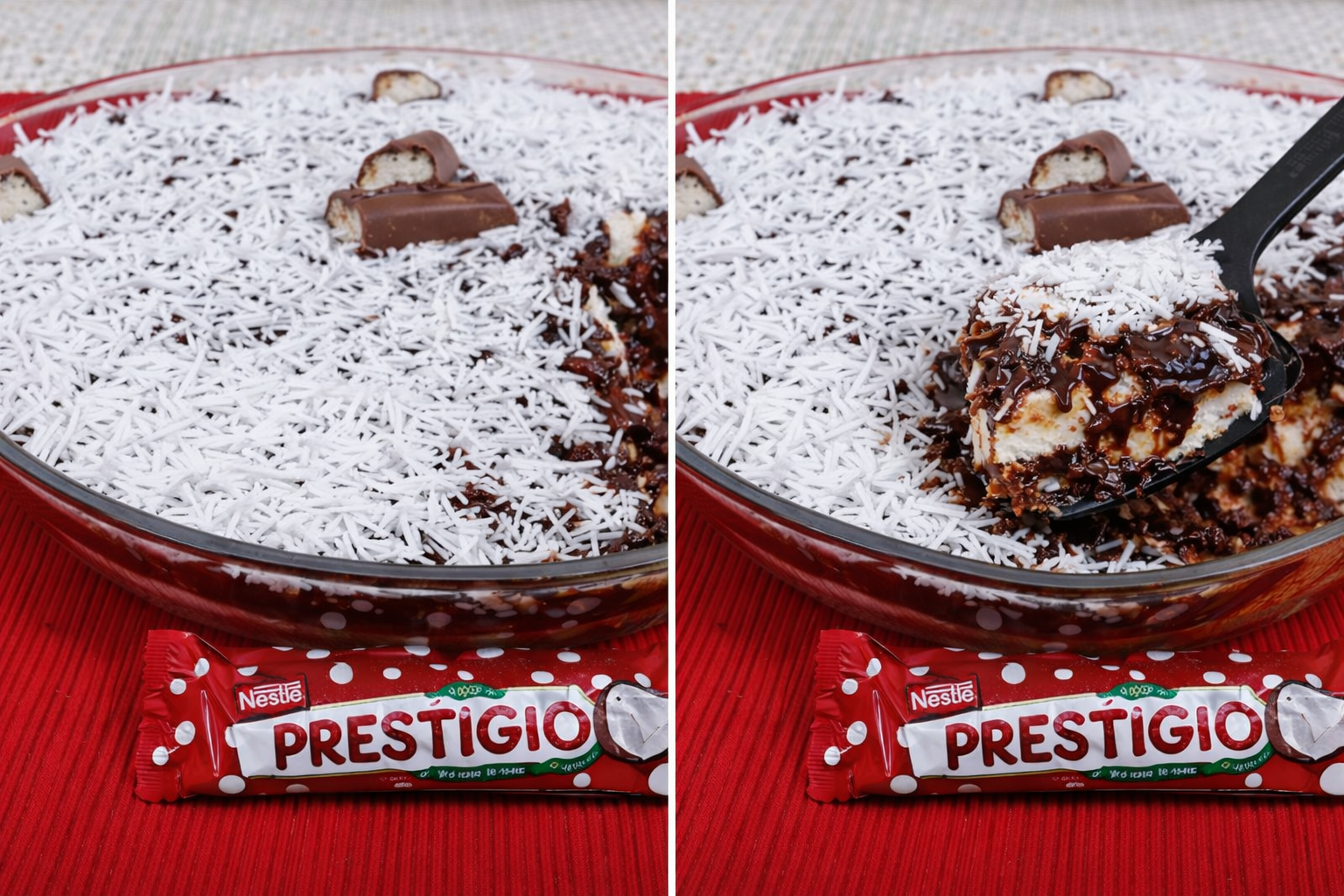 sobremesa Gelada na Travessa com Pedaços de Chocolate Prestígio – É a rainha das Sobremesas!