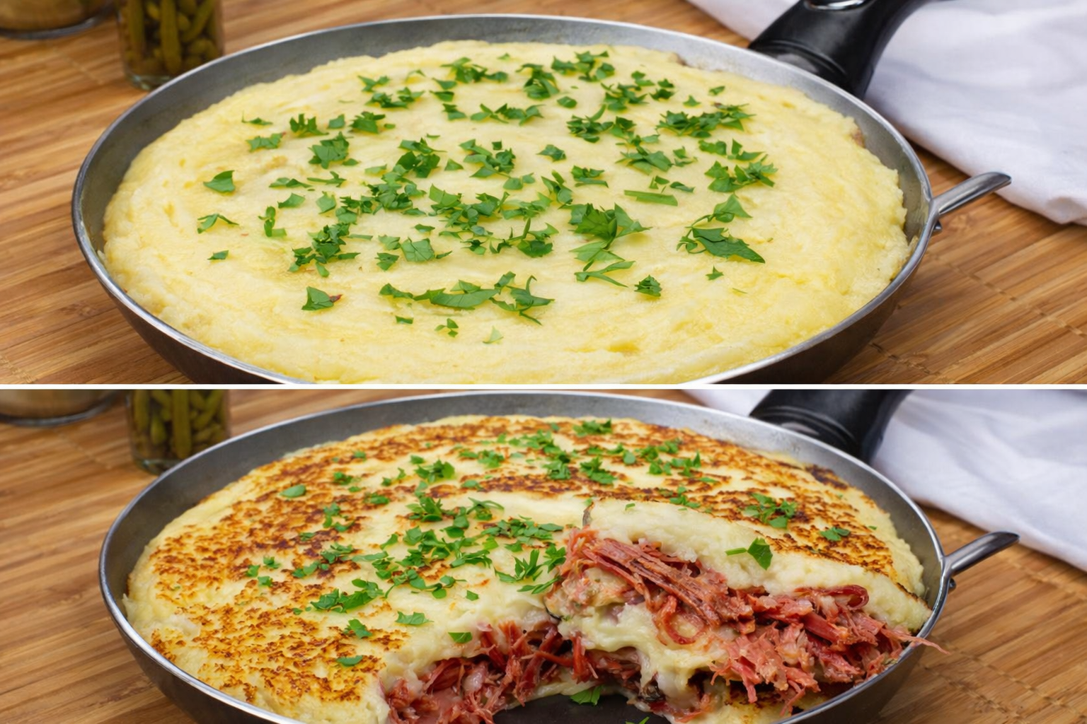 Escondidinho de Carne-Seca na Frigideira Fica Tão Cremoso e Saboroso que Desmancha na Boca!