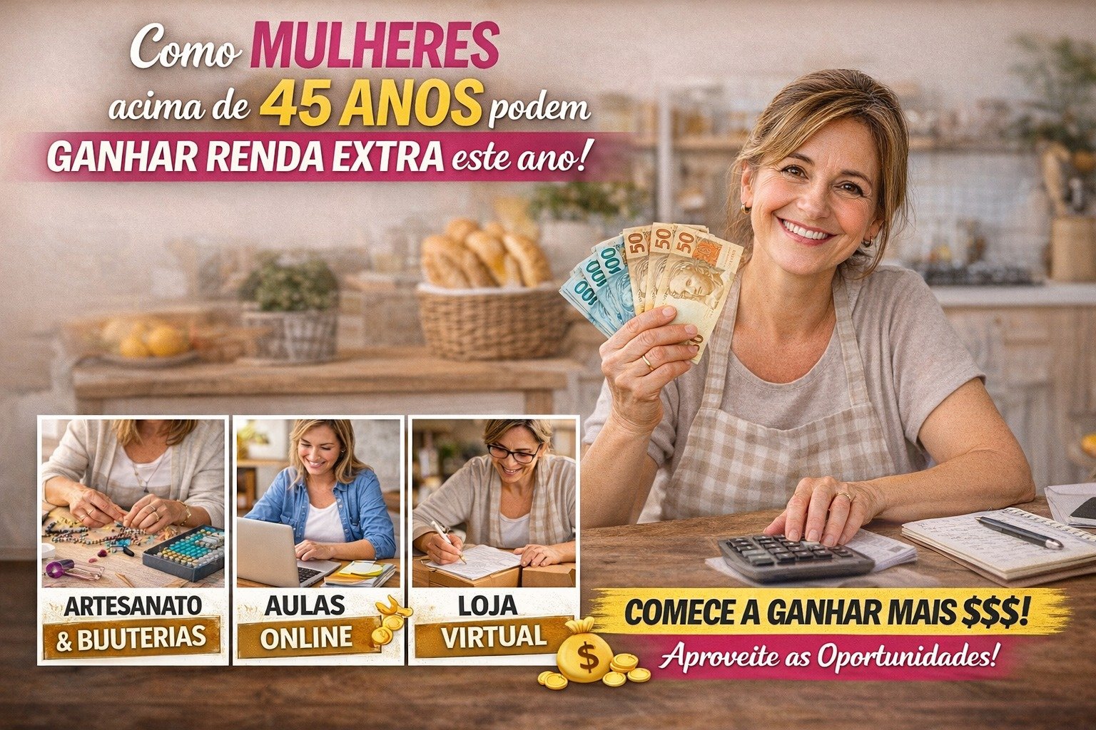 Saiba Como mulheres acima de 45 anos podem ganhar renda extra este ano!