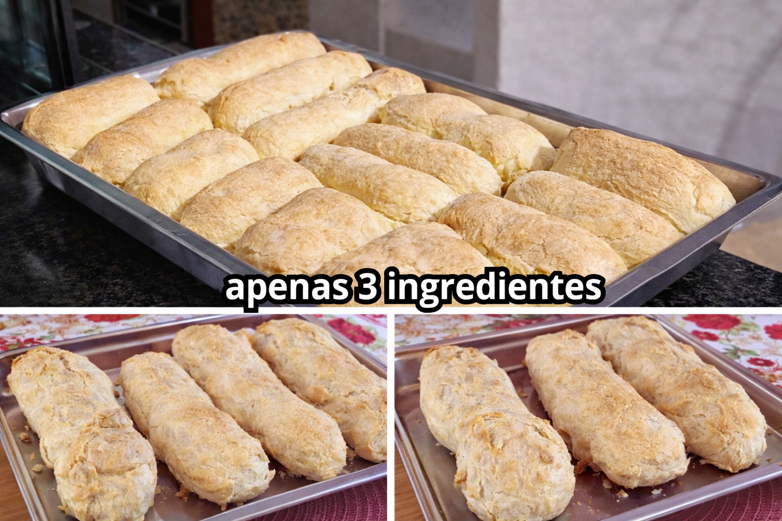 Biscoito de Polvilho com 3 Ingredientes Cresce muito!