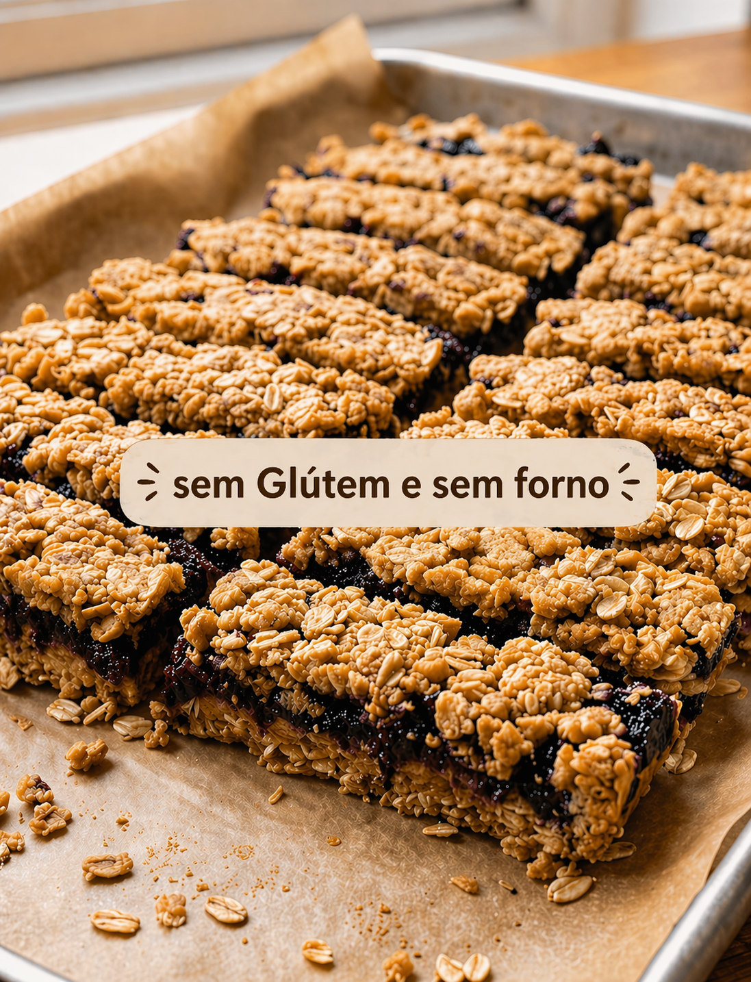 barrinhas de aveia com mirtilo sem glútem e sem forno