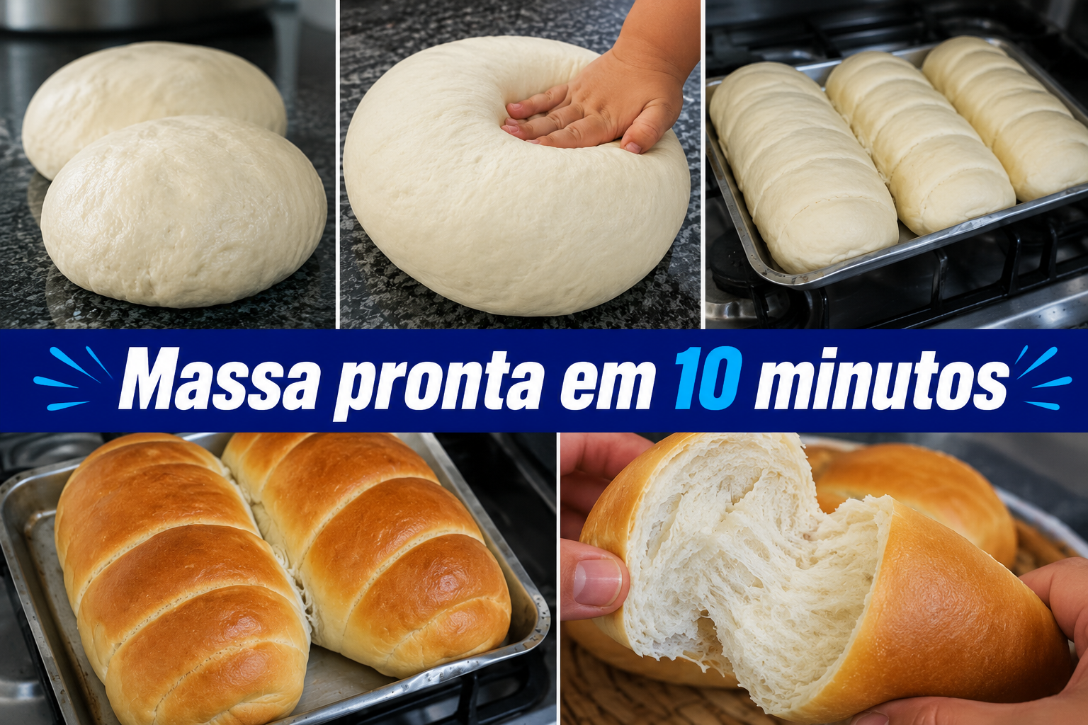 Massa de Pão Rápida em 10 Minutos,fácil e barata de fazer!