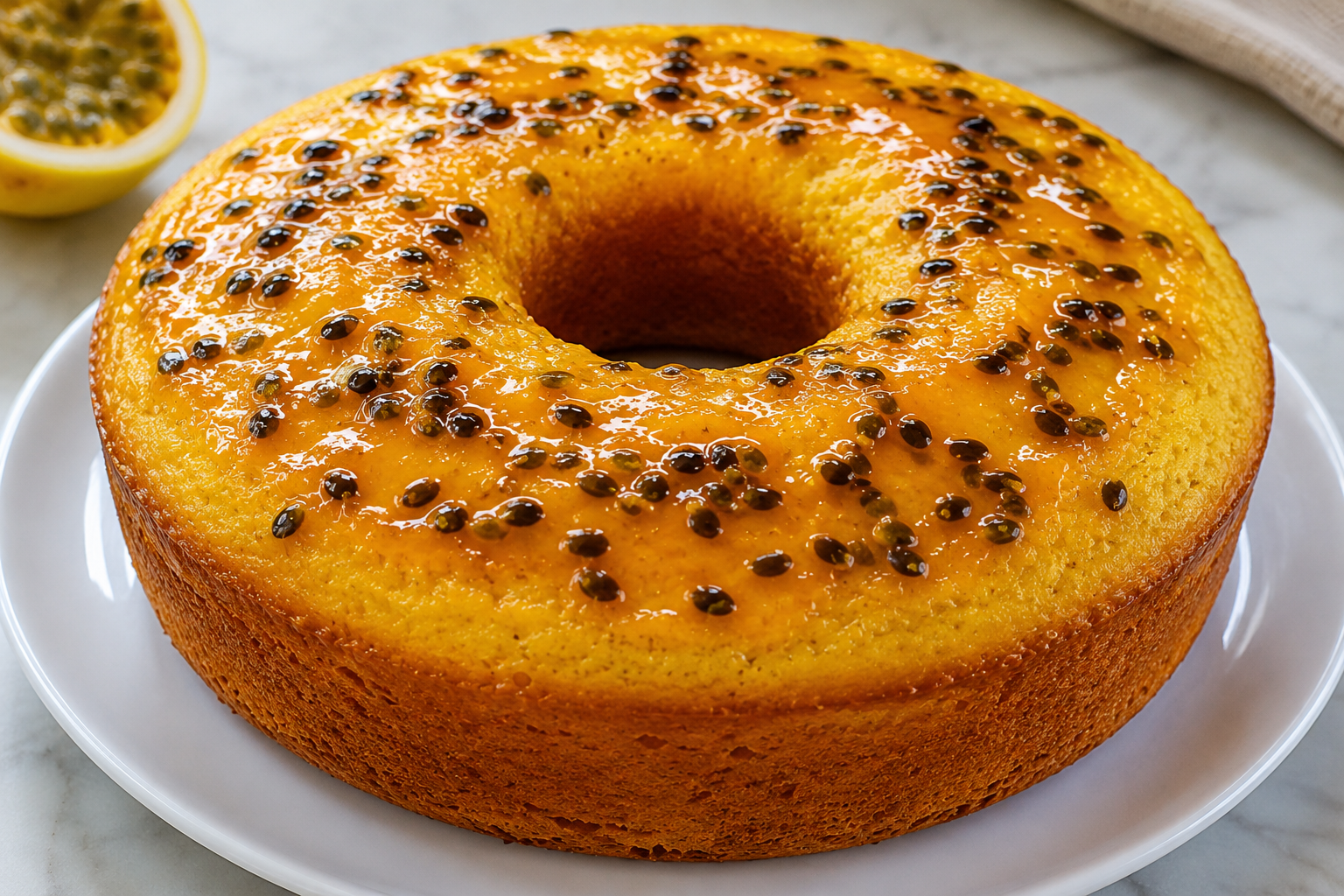 Bolo de Maracujá Fofinho com Calda de Maracujá